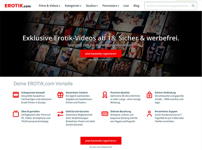 Erotik.com bietet sichere VOD Pornos