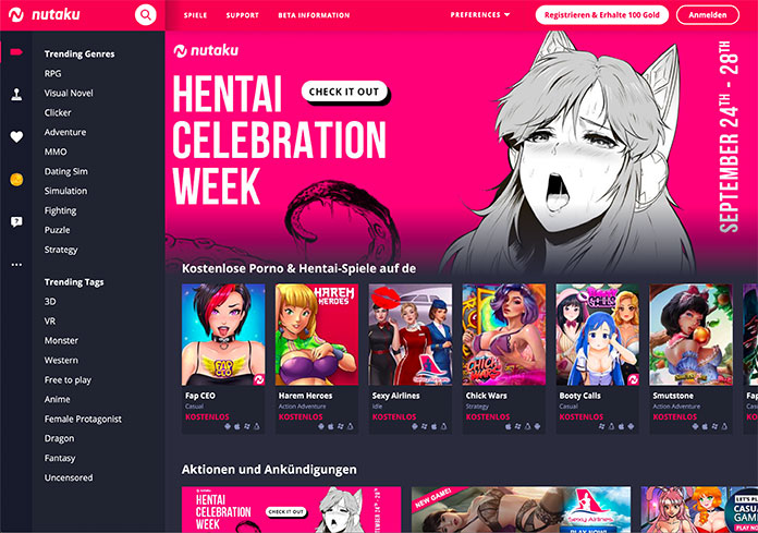 Nutaku ReDesign Startseite