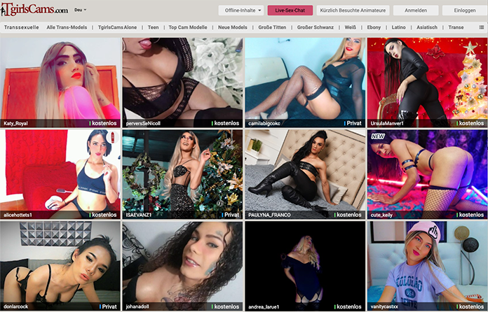 tsgirlscams.com Trans Cam Portal mit interaktiven Privat Chats