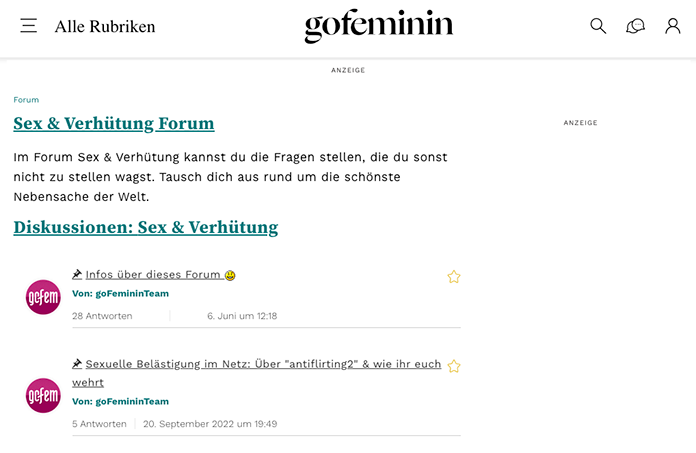 Gofeminin Erotikforum mit hohem Frauenanteil