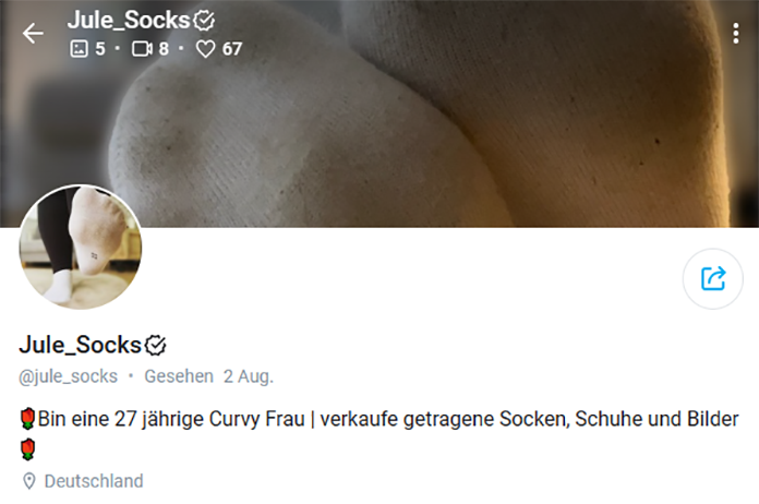 Screenshot von Onlyfans Account jule_socks
