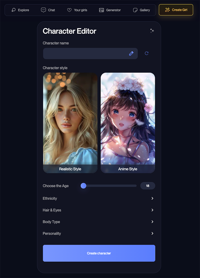 Character Editor bei wife.app