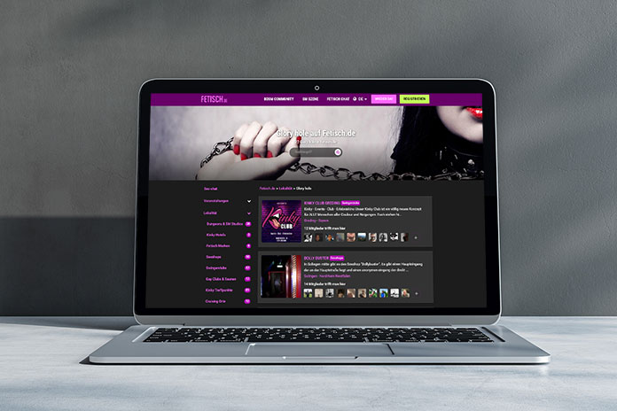 Laptop mit Übersicht von Glory Hole Locations auf fetisch.de