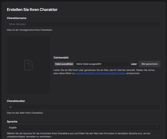 GirlfriendGPT Charakter erstellen