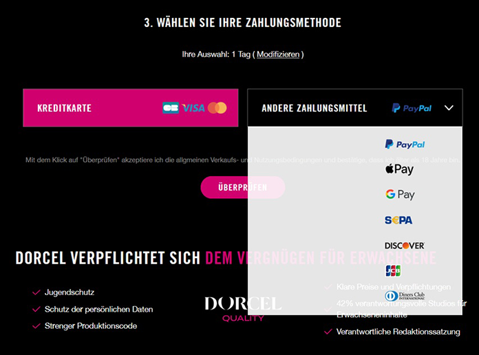 Dorcelclub Zahlungsmethoden